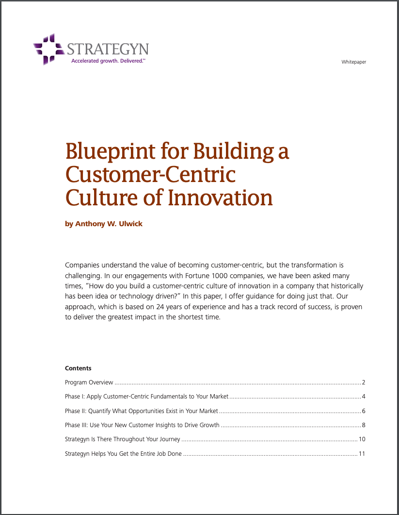 Blueprint for Building a Customer Centric Culture of Innovation cover Blueprint for Building a Customer Centric Culture of Innovation cover